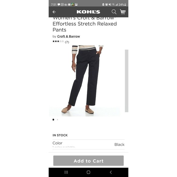 Women's Croft & Barrow Perfectly Slimming Pants, 12S, Black, Petit, NWT - Picture 2 of 3